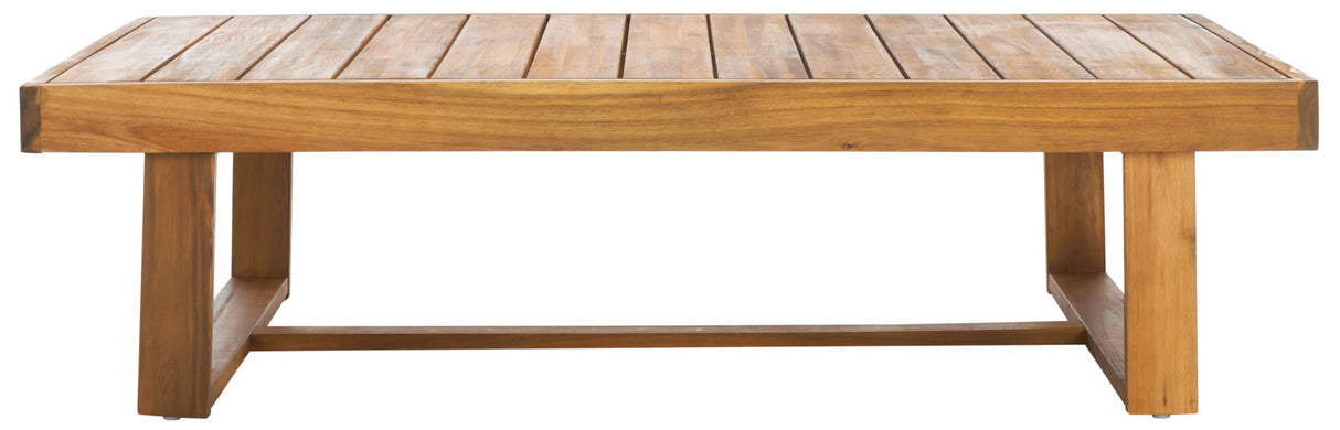 SAFAVIEH Outdoor Collection Duncan Natural Brown Slatted Top Solid Wood Coffee Table SAFAVIEH