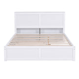 Harper & Bright Designs Queen Storage Bed with Bookcase Headboard and Trundle, Queen Size Platform Bed Frame, Wood Queen Size Bed for Kids Teens Adults, No Box Spring Needed, Easy Assembly (White) Harper & Bright Designs