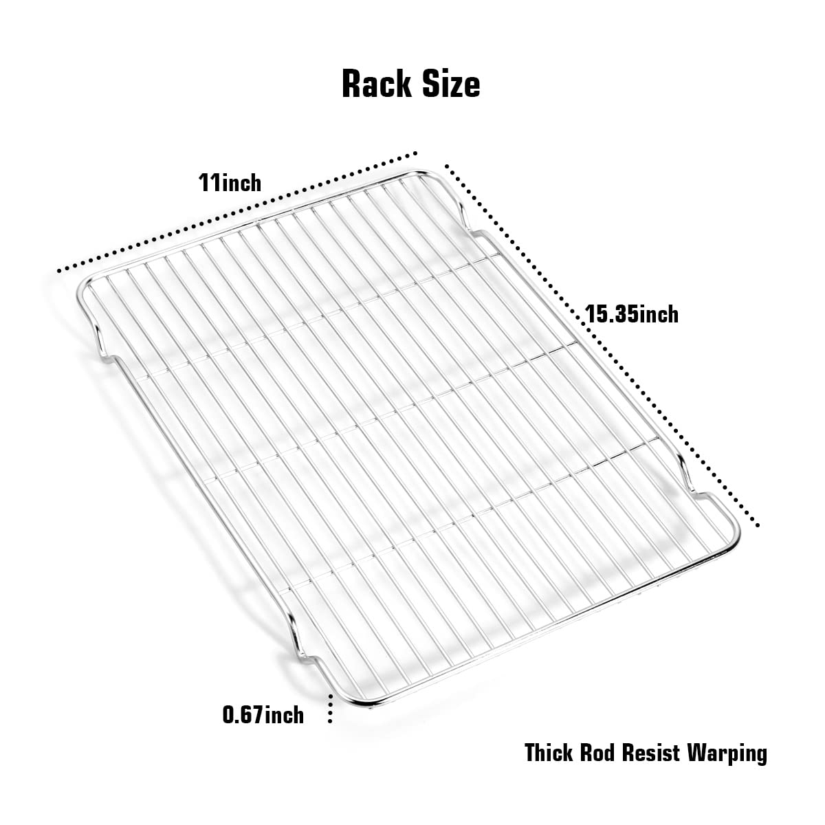 Wildone Baking Sheet & Rack Set [2 Sheets + 2 Racks], Stainless Steel Cookie Pan with Cooling Rack, Size 16 x 12 x 1 Inch, Non Toxic & Heavy Duty & Easy Clean Wildone
