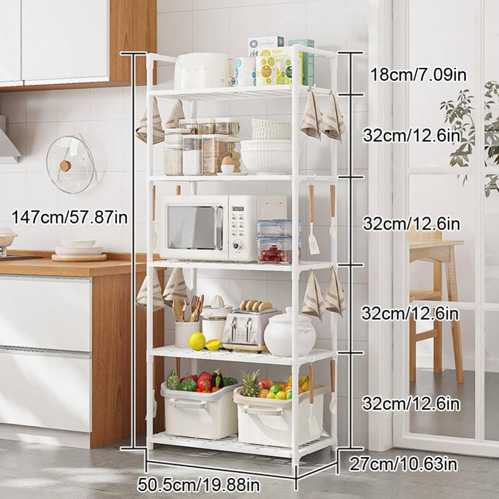 5 Tier Storage Shelves Adjustable Shelving Unit Heavy Duty Storage Rack 66 Lbs Capacity for Kitchen Pantry Closet Bathroom Laundry Garage White Generic