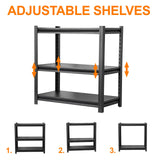 Jarbalai Black 3-Tier Heavy Duty Steel Shelving Unit, 1000 LBS Capacity Garage Shelving, Adjustable Storage Rack, 31.5" L x15.75 W x31.5 H, Industrial Shelves for Garage, Workshop, Home Organization Jarbalai