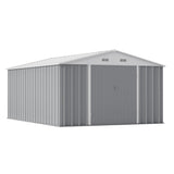 Greesum 10×14 FT Outdoor Storage Shed, Metal Storaged Sheds Without Floor, Tool Sheds with Lockable Doors and Sloping Roof for Garden, Patio, Backyard, Gray Greesum
