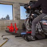 Black Widow Extra-Wide Pneumatic ProLift Motorcycle Scissor Lift Table 1,500 lb. Maximum Capacity with 31.25" Maximum Lift Height Black Widow