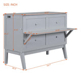 Harper & Bright Designs Full Size Murphy Bed, Full Murphy Cabinet Bed with USB Port and Removable Shelves on Each Side, Gray Harper & Bright Designs