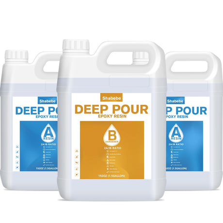 Deep Pour Epoxy Resin 4.5 Gallon, 2 to 4 Inch Depth Clear Epoxy Resin Kit, Bubble Free, Low Odor 2:1 Casting Resin for Table Top, Countertop, River Table, Wood Filler, Bar Top Shabebe