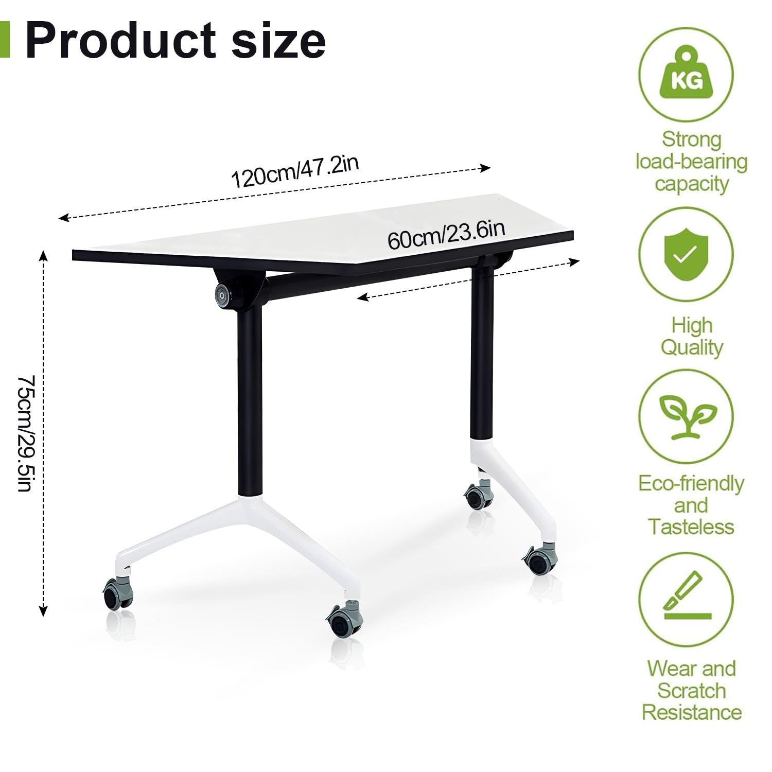 Foldable Conference Room Tables,Flip Top Mobile Training Table,Modern Meeting Table with Silent Wheels,Mobile Conference Tables,47.2 "x23.6 x 29.5 Meeting Room Table for Office Training (6pac - WoodArtSupply