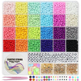 LIS HEGENSA 24 Color 8000pcs 3mm Glass Seed Beads for Jewelry Bracelet Making Kit, Small Beads Friendship Bracelet Kit, Tiny Waist Beads Kit with Letter Bead, DIY Art Craft Girls Gifts LIS HEGENSA