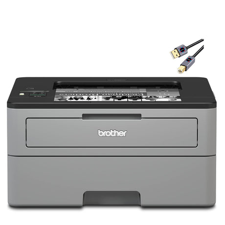 Brother L-2325DW Series Compact Monochrome Laser Printer I Wireless I Mobile Printing I Auto 2-Sided Printing I Print Up to 26 Pages/min I 250-sheet/tray I 1-line LCD Display + Printer Cable Brother
