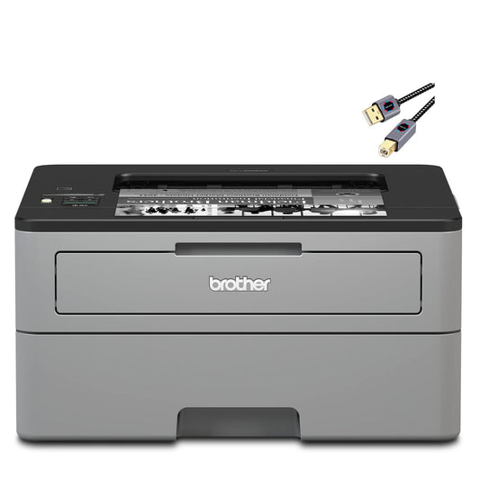 Brother L-2325DW Series Compact Monochrome Laser Printer I Wireless I Mobile Printing I Auto 2-Sided Printing I Print Up to 26 Pages/min I 250-sheet/tray I 1-line LCD Display + Printer Cable