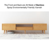 WOLWES TV Console Table Bamboo TV Cabinet Low Entertainment Center Narrow Media Console TV Stand for Living Room, Bedroom (Color : Brown, Size : 55.1in-no Drawer) WOLWES