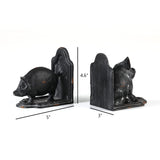 Retrome Pig Bookends, Set of 2 Farmhouse Book Ends, Distressed Gray Retrome