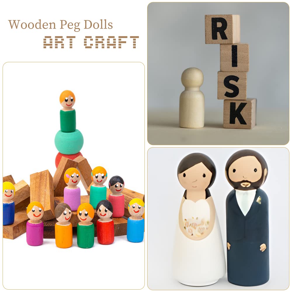 Hagao Unfinished Wooden Peg Dolls, Wood Doll Bodies Male Female Peg Doll People for DIY Art Craft, Painting, Peg Game, Home Party Decoration 50PCS Hagao