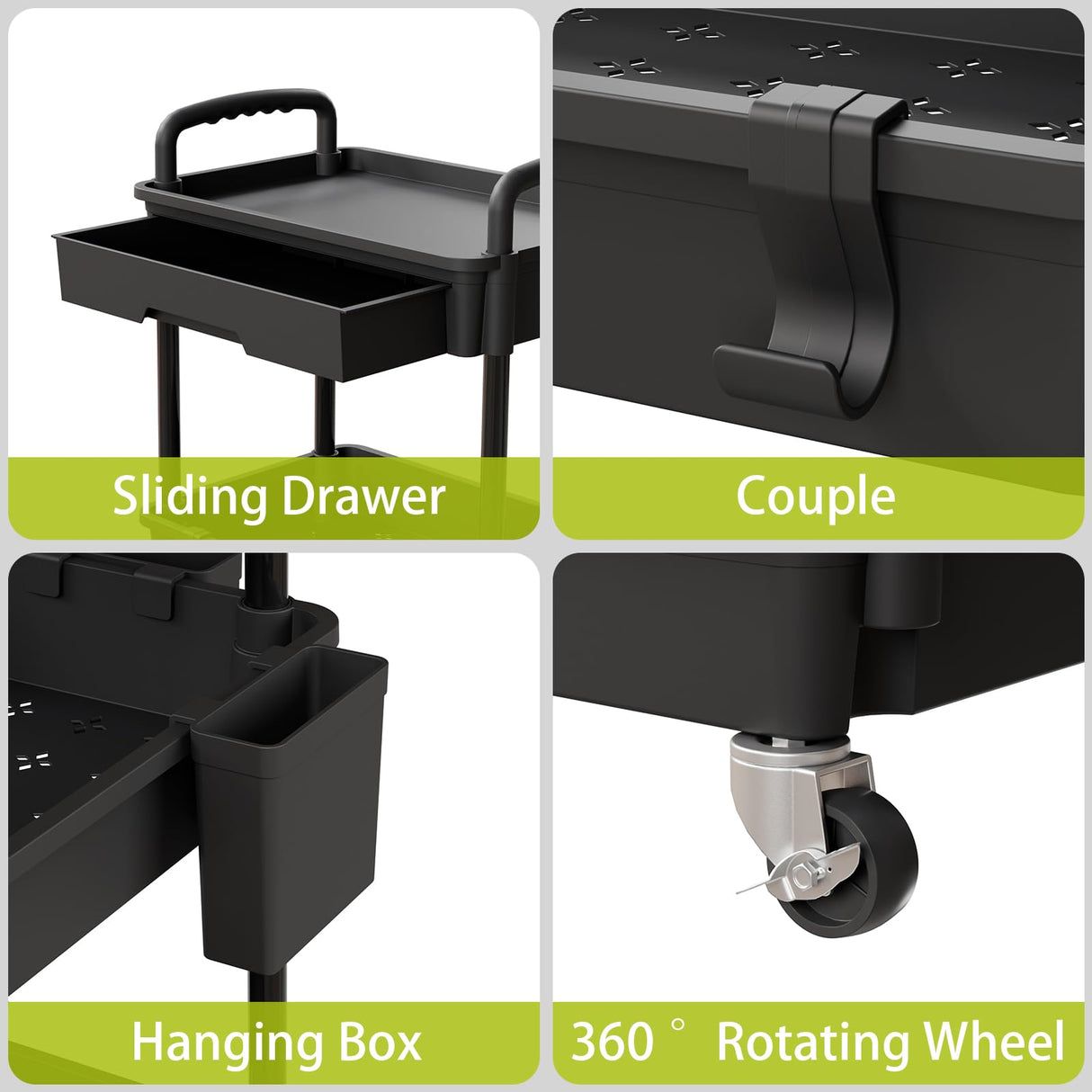 Sorgion 4 Tier Rolling Cart Organizer,Art Craft Diaper Bedside Snack Laundry Room Bathroom Organizer Narrow Thin Slim Rolling Trolley Utility Cart with Wheels for Kitchen,Office(Black) Sorgion