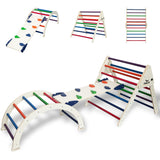 FOOWIN Pikler Triangle Set Climber 8 in 1，Toddler Climbing Toys with Ramp & Arch & Mat Montessori Climbing Set，Wooden Climbing Toys with Ramp for Kids FOOWIN