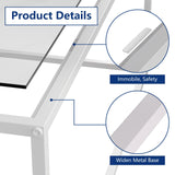 Coffee Table Glass Center Table,Modern Minimalist Coffee Table for Living Room,Tempered Glass-top with Sturdy Metal Frame, Easy Assembly,39.4 x 18.9 x 17.7 Inches,White Easy Paws
