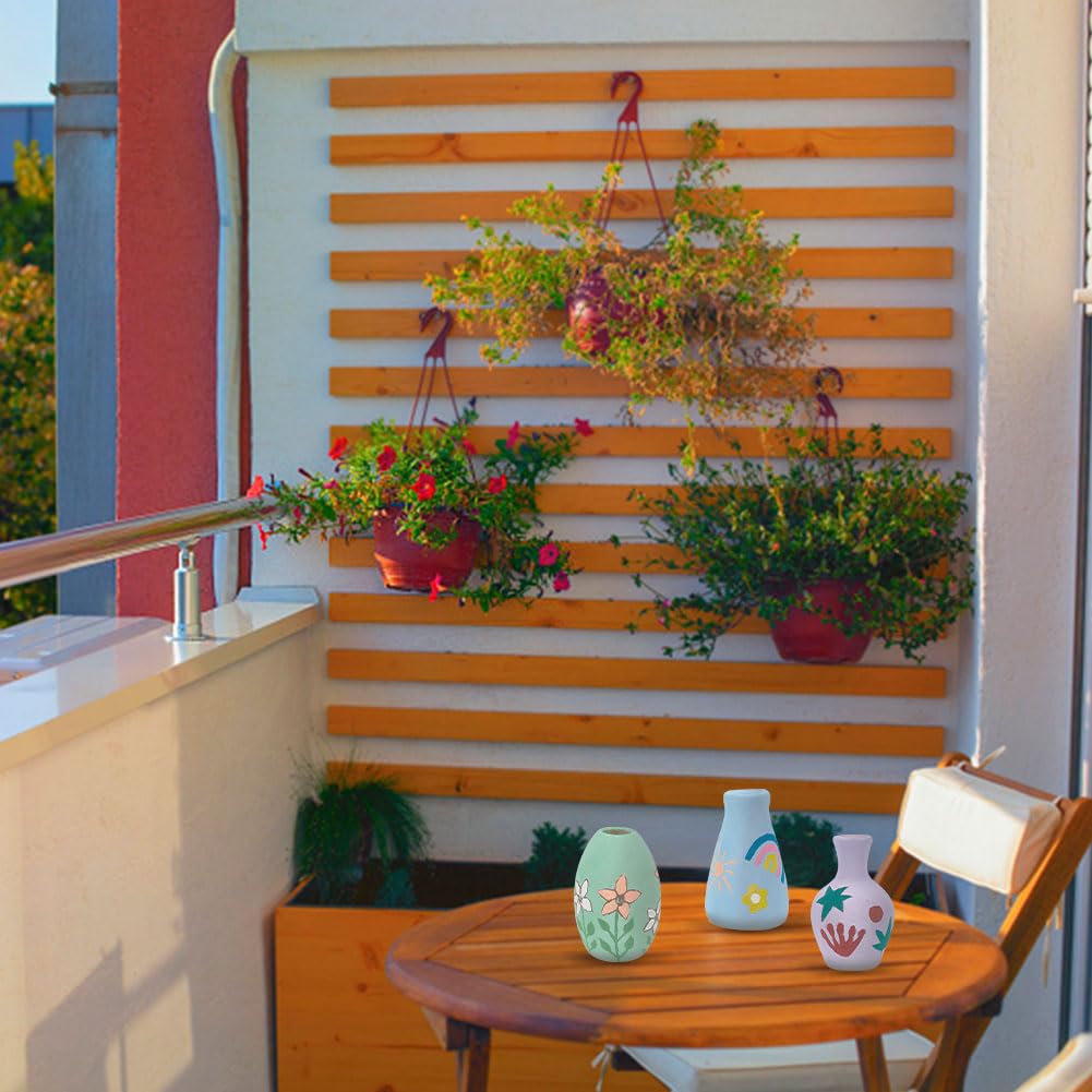 WEBEEDY 3 Sets Vase Pottery Painting Kit Paint Your Own Ceramic Vase Set Ready to Paint Ceramics DIY Paint Craft Kit for Craft Project Fun Home Acticity WEBEEDY