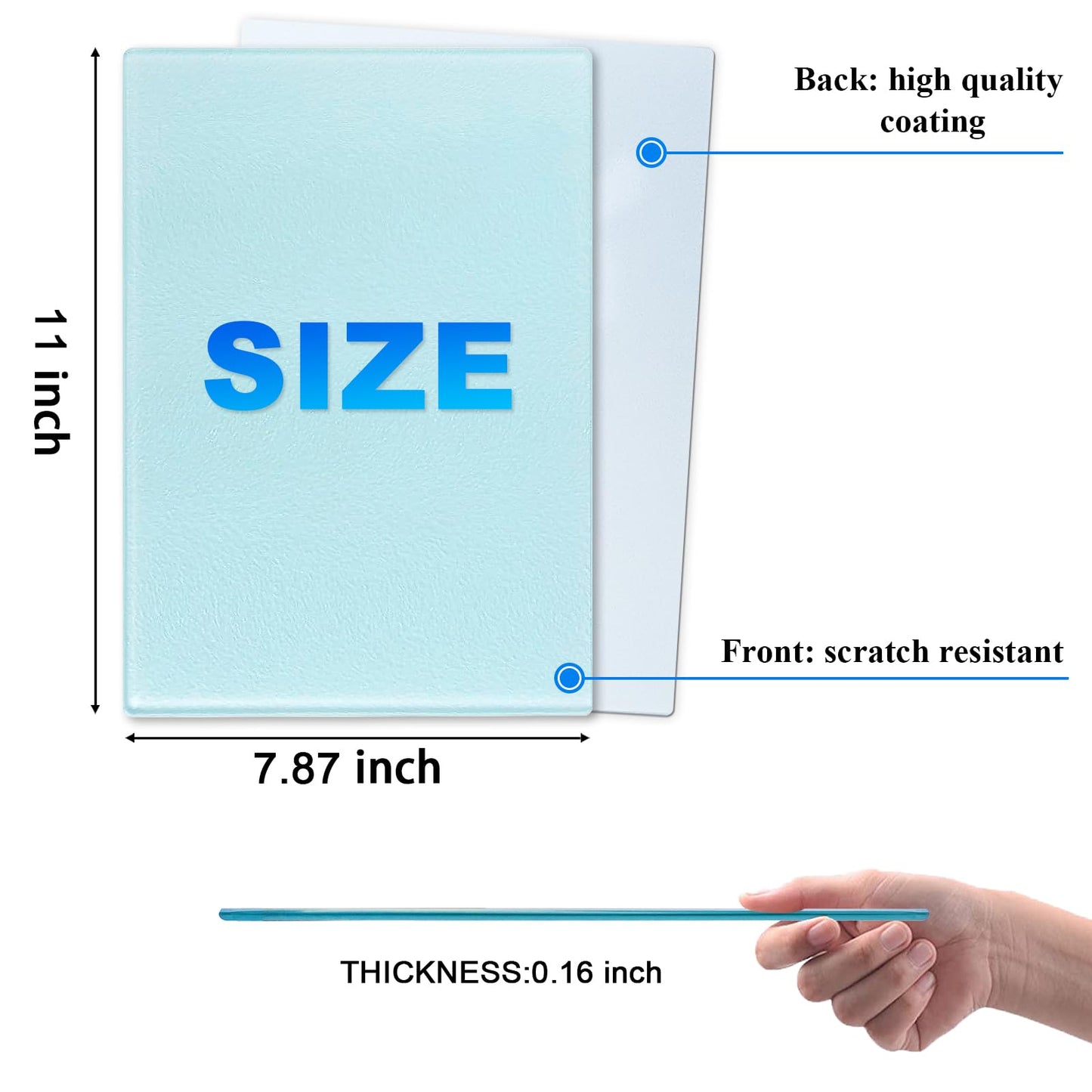 6Pack Sublimation Glass Cutting Board Blanks, Textured Tempered Glass Chopping Boards for Kitchen, Anti Slip Cutting Boards Heat Resistant Glass Plate Chopping Board for Kitchen DIY Heat Press Machine