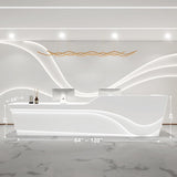 Reception Desk - Modern Front Desk with Retail Counter, Checkout Counter, Features Hidden LED Lighting, Ample Storage Space, Solid Wood Construction, No Assembly Required (White & Gray, 76") ZGNBSD