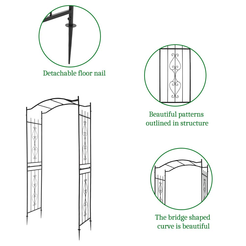 VINGLI Garden Arbor, Arch for Wedding Ceremony Party, Christmas Garden Decor Steel Garden Trellis for Plant Climbing, Pergola for Garden, Backyard, Lawn (Bridge Top) VINGLI