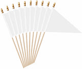 LUSEOAN 20 Pack White Mini Pennant Wood Stick Sublimation Flag Set - 5x8 Inch Solid Color Blank Hand Held Small Miniature Triangle Plain Flags for DIY Graffiti,School,Kids Birthday,Grand Opening LUSEOAN