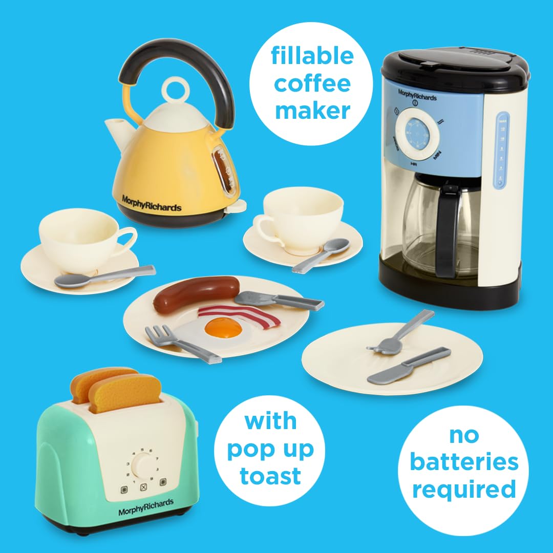 Casdon Morphy Richards Toys - Complete Kitchen Set - Toy Appliance Playset for Kids with Toaster, Coffee Maker, Kettle, Play Food & More - for Children Aged 3+ Casdon