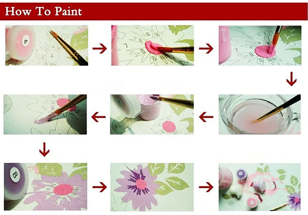 Meecaa Paint by Numbers Poppy Landscape Kit for Adults Beginner DIY Oil Painting 16x20 inch (Poppy Field, No Frame) WoodArtSupply
