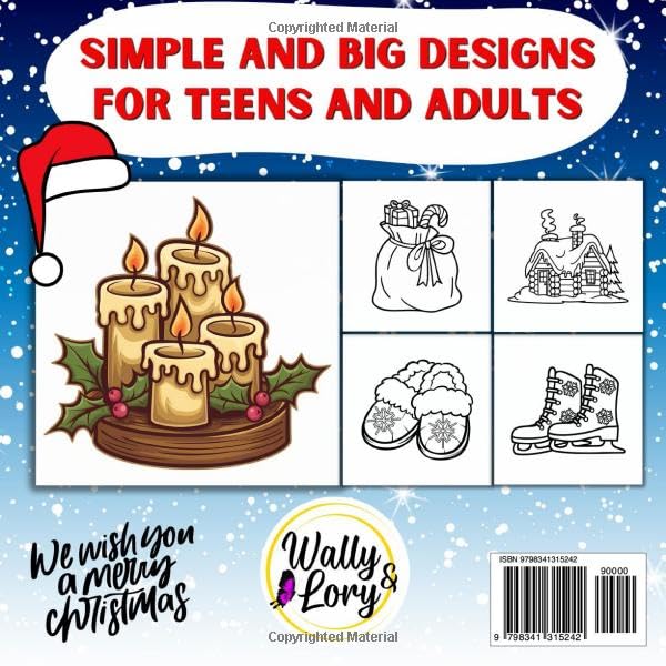 Cozy Christmas Coloring Book: Bold and Easy, Big and Relaxing Designs for Teens and Adults Featuring Winter Vibes WoodArtSupply