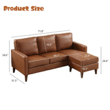 EBELLO Sectional Sofa Couch, L Shaped Couch Faux Leather Sofa with Reversible Chaise, Lounge Sofa for Living Room Apartment Small Space, Dark Brown EBELLO