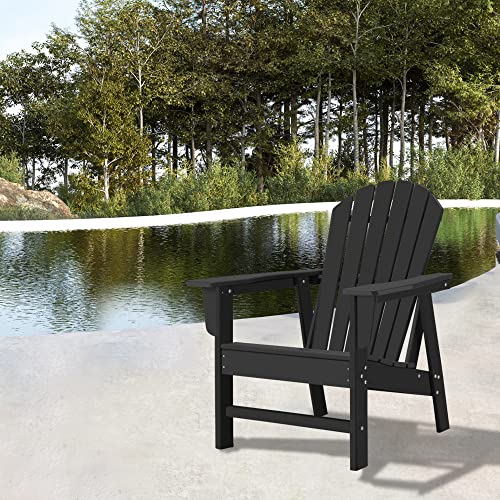 Restcozi Adirondack Chairs, HDPE All-Weather Adirondack Chair, Fire Pit Chairs (Traditional) (1, Black) - WoodArtSupply