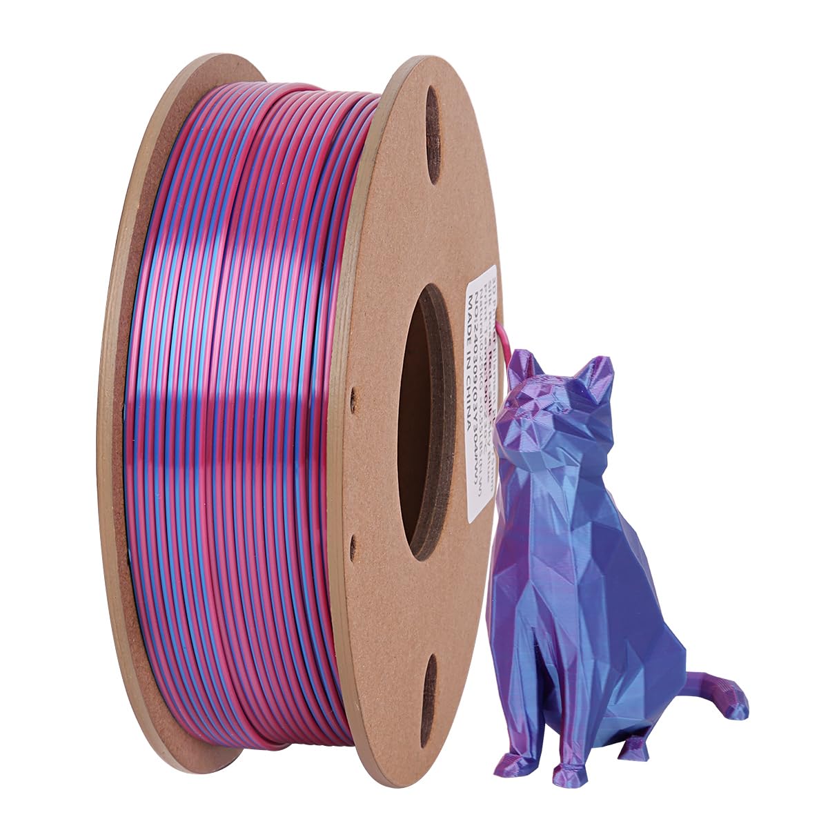 ZEBOT Dual Color Red & Blue 3D Printer Filament,Coextrusion PLA 1.75mm Silk Shiny Multicolor Filament for 3D Printing, Bicolor, 250g (0.55lbs).Accuracy +/- 0.03mm Fit Most FDM Printers - WoodArtSupply