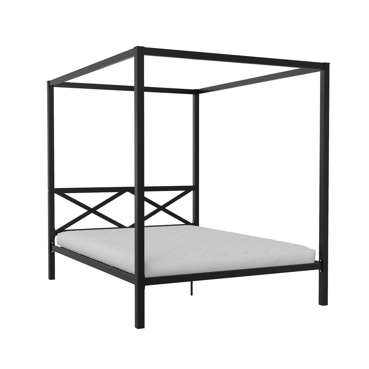 DHP Remna Metal Canopy Platform Bed Frame with Headboard, Queen. Black DHP