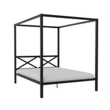 DHP Remna Metal Canopy Platform Bed Frame with Headboard, Queen. Black DHP