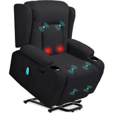 Best Choice Products Modern Linen Electric Power Lift Chair, Recliner Massage Chair, Adjustable Furniture for Back, Legs w/ 3 Positions, USB Port, Heat, Cupholders, Easy-to-Reach Button - Black Best Choice Products
