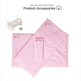 ROBUD Baby Doll Crib Wooden Doll Cradle with Bedding Doll Rocking Cradle 18inch Doll Furniture Doll Bed Fits for 18inch American Girl Dolls ROBUD