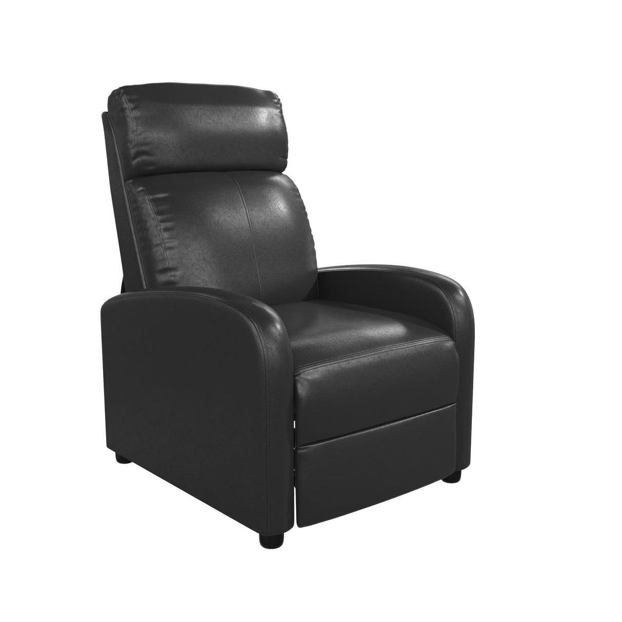 DHP Bobby Pushback Recliner Chair for Living Room, Ergonomic Comfort, Reclining Sofa Chair, Black Faux Leather DHP