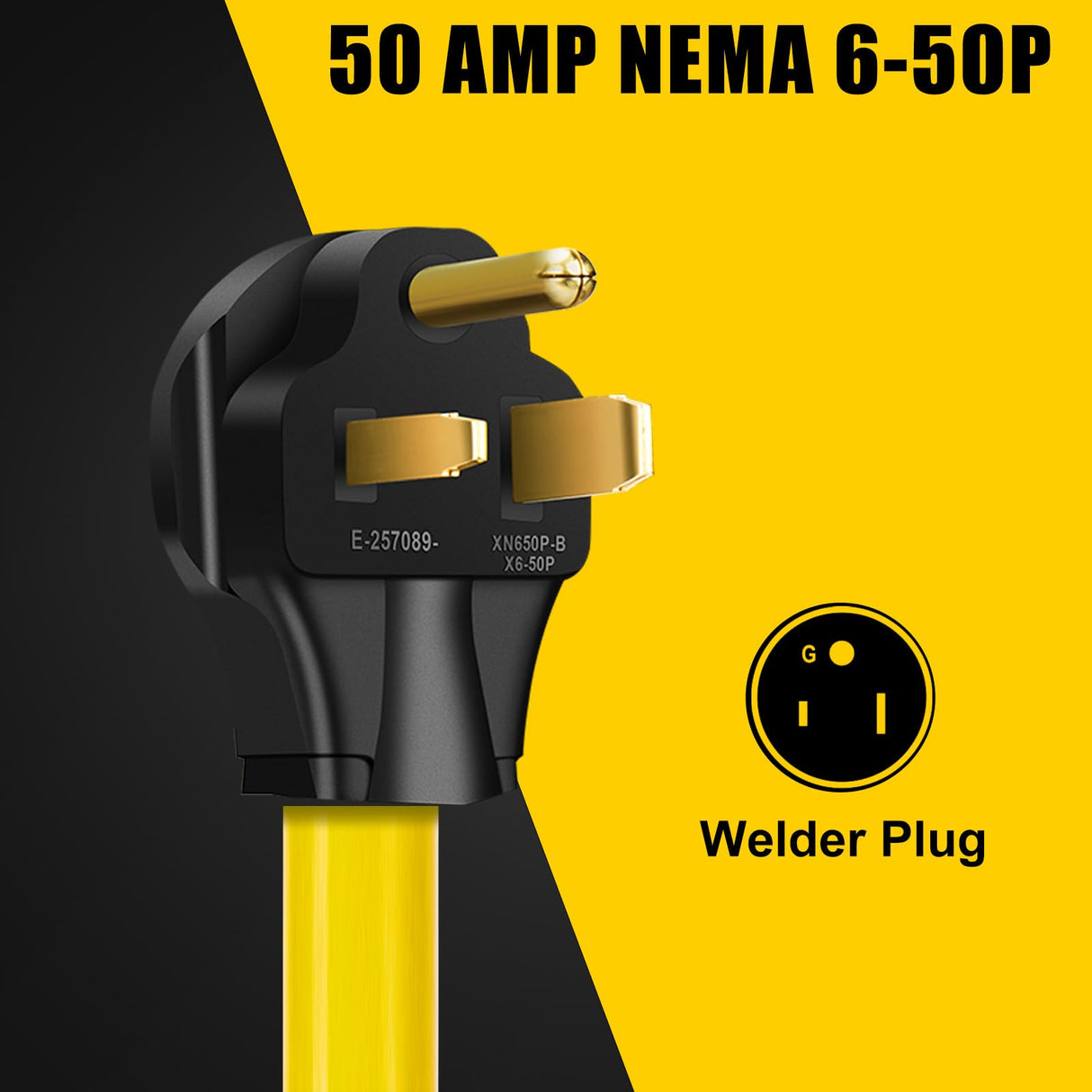 LAZMUMI NEMA 6-50P to 14-50R EV Charger Adapter Cord with 6-AWG Heavy Duty Adapter Cord for Tesla and Other EV Level 2 Charging LAZMUMI