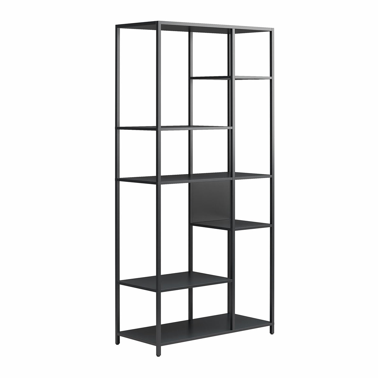 REALROOMS Shadwick 6-Shelf Metal Bookcase Room Divider for Living Room or Bedroom, Black REALROOMS