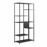 REALROOMS Shadwick 6-Shelf Metal Bookcase Room Divider for Living Room or Bedroom, Black REALROOMS