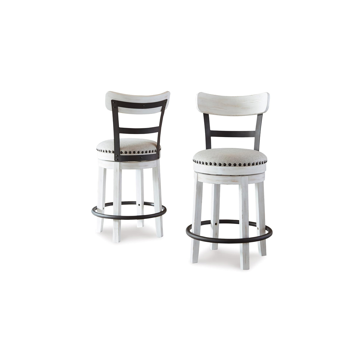 Signature Design by Ashley Valebeck 24.5" Modern Swivel Counter Height Barstool, Whitewash Signature Design by Ashley