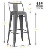YOUNIKE 30 Inches Metal Barstools Counter Height Bar Stools Set of 4 Indoor Outdoor Patio Bistro Home Kitchen Low Back Stackable Bar Chairs Rusty Grey YOUNIKE