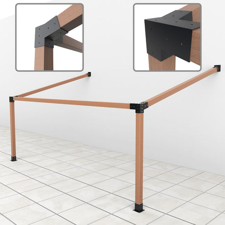 Grehitk Pergola Kit with Brackets, 15°Slanted Roof Pergola Bracket Kit, Roof Wall Mount Extension Bracket Kit 3-Way Brackets for Pergolas,Log Cabin Outdoor Pergola 4"x 4" (Actual 3.5" X 3.5") Lumber Grehitk