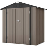 Patiowell 6x4 FT Outdoor Storage Shed, Garden Tool Storage Shed with Sloping Roof and Double Lockable Door, Outdoor Shed for Garden Backyard Patio Lawn, Brown Patiowell