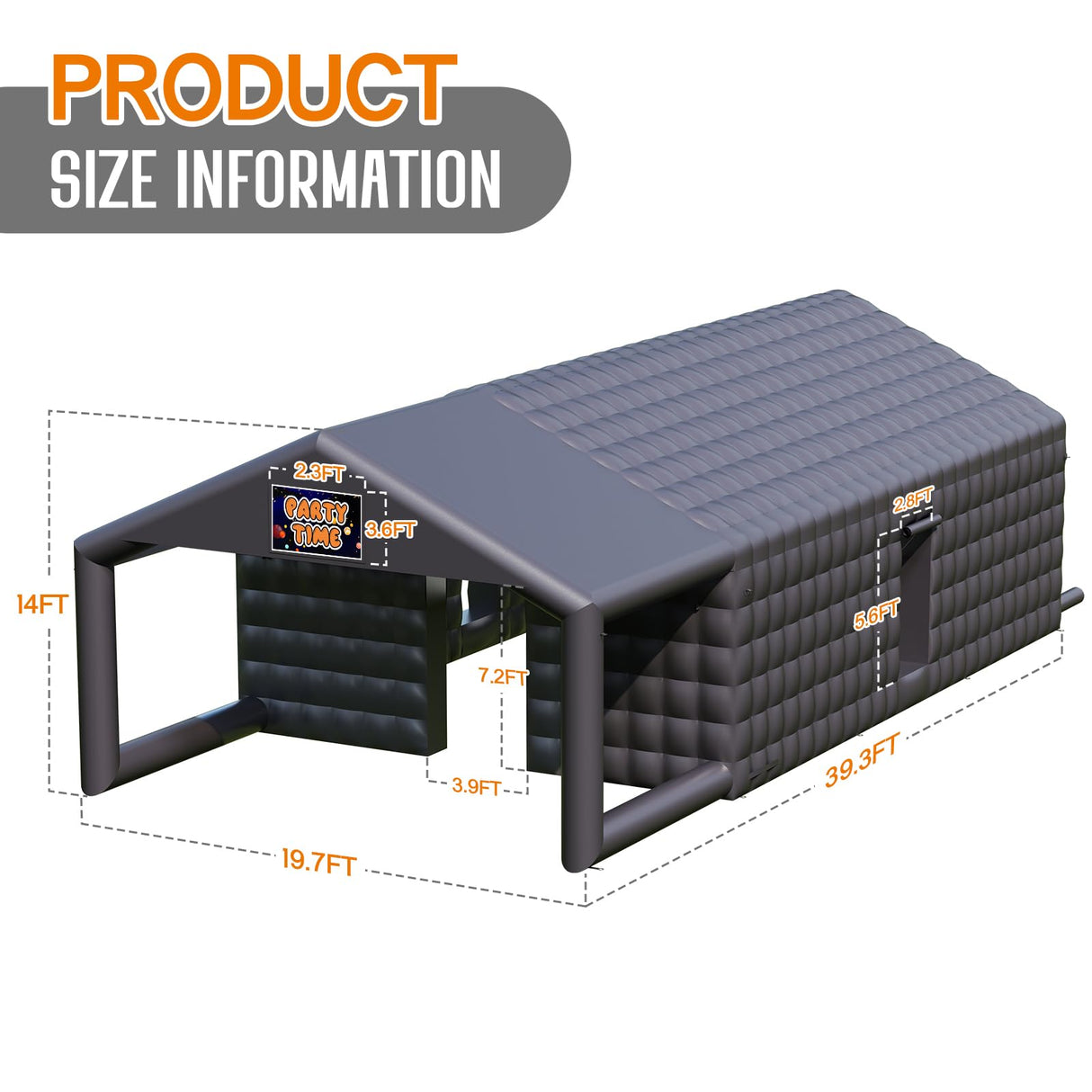 SPECRAFT 39x20x14 FT Large Inflatable Nightclub with Additional Gazebo, 2 Sides Escape Doors Inflatable Tent for Parties, Party Tent for Birthday Party/Outdoor Events SPECRAFT