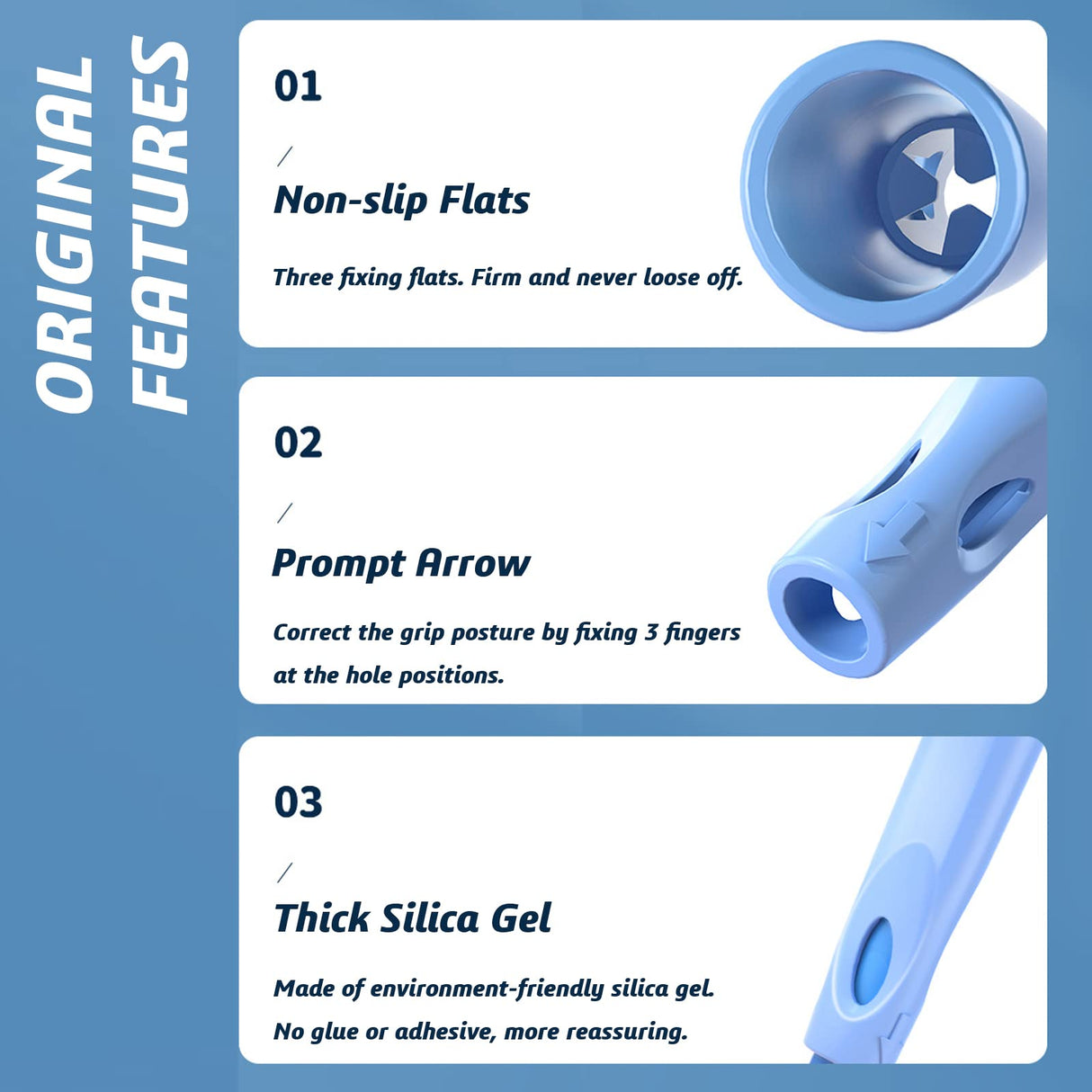 OSteed Ergonomic Pencil Grip, Extender & Cap 3 in 1, Silicone Pencil Partners Pack of 6 Pcs for Kids and Adults Handwriting OSteed