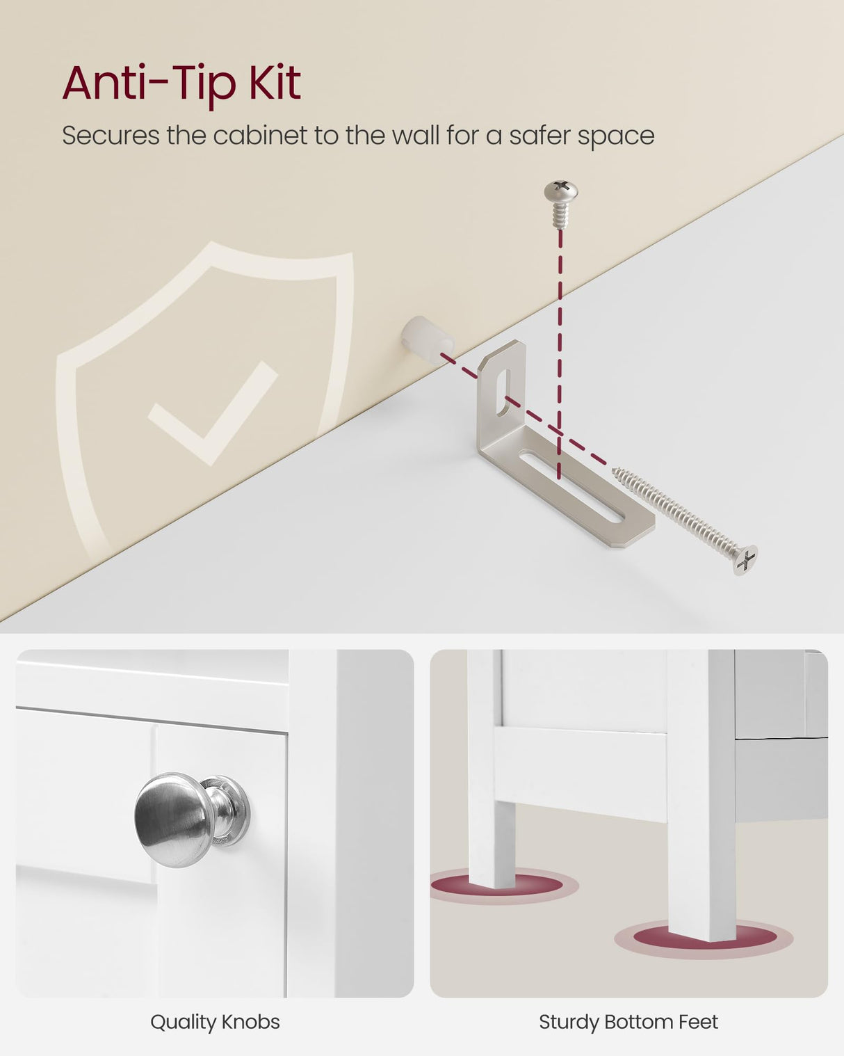 VASAGLE Tall Bathroom Cabinet with Lights, Slim Freestanding Bathroom Storage Cabinet, with Adjustable Shelves, Narrow for Small Spaces, Modern, 11.8 Inches Wide, Cloud White UBBC566W02 VASAGLE