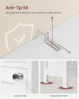 VASAGLE Tall Bathroom Cabinet with Lights, Slim Freestanding Bathroom Storage Cabinet, with Adjustable Shelves, Narrow for Small Spaces, Modern, 11.8 Inches Wide, Cloud White UBBC566W02 VASAGLE