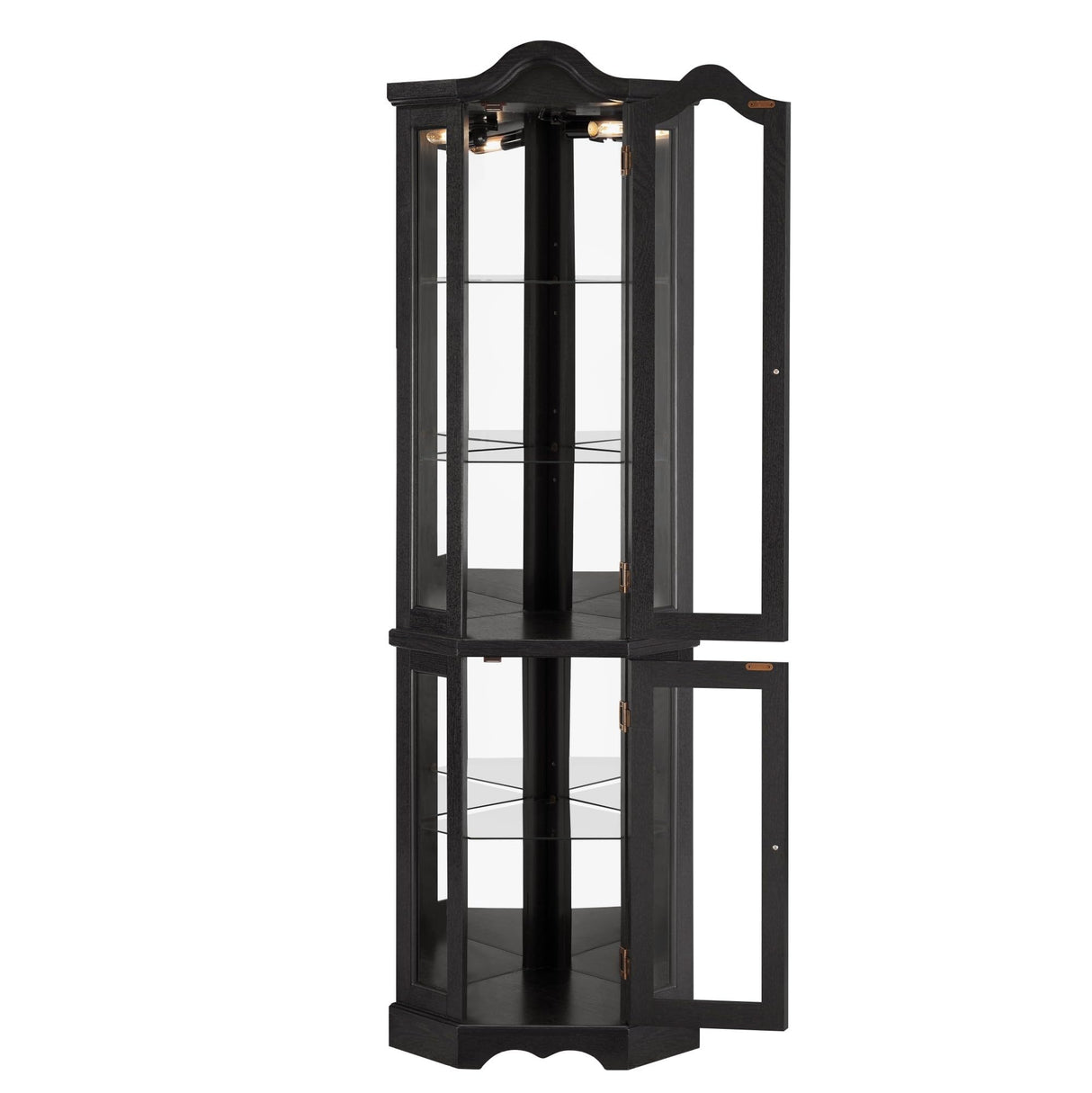 TERRUPEX Lighted Corner Curio Cabinet with Tempered Glass Doors & Shelves,Elegant Display Storage for Living Room & Bedroom Decor TERRUPEX