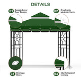 Morikoro 10x10 Canopy Replacement Top Canopy Cover Replacement 10x10 FT Double Tiered Gazebo Covers for Yard Patio Garden Canopy Sunshade (Green with lace) Morikoro