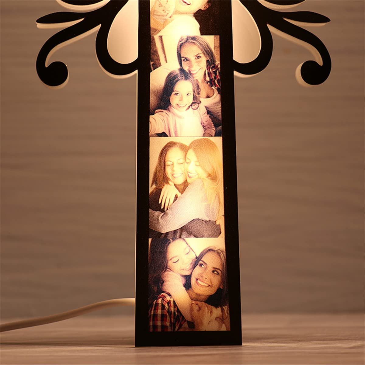 Custom Photo led Light up Cross Decoration, Personalized Acrylic Picture Night Lights Gifts for Dad Mom from Daughter Son Mother Day Father Day Mom Dad Gifts for Men Wife Husband Women CDON
