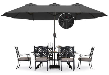 ABCCANOPY 15FT Double Sided Pool Umbrella with Base, Outdoor Porch Umbrella for Poolside, Lawn, Backyard (Dark Gray) ABCCANOPY